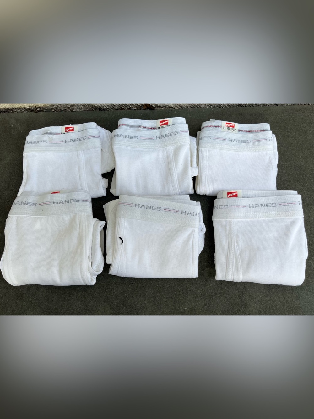 Vintage Hanes Men’s White Cotton Briefs - 6-Pack 80’s Made in the USA  size 34